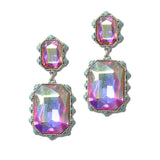113882, WESTERN TIERED FACETED CRYSTAL TURQUOISE ACCENT DROP EARRINGS