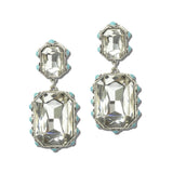 113882, WESTERN TIERED FACETED CRYSTAL TURQUOISE ACCENT DROP EARRINGS