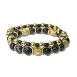 113883, MULTI STRAND BEADED STACK AND FILIGREE METALLIC BRACELET SET