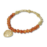 113884, FILIGREE HEART CHARM AND FACETED BEAD STRETCH BRACELET