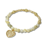 113884, FILIGREE HEART CHARM AND FACETED BEAD STRETCH BRACELET