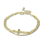 113885, LAYERED SIDEWAYS CROSS STATION SATELLITE CHAIN BRACELET
