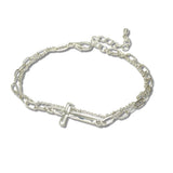 113885, LAYERED SIDEWAYS CROSS STATION SATELLITE CHAIN BRACELET