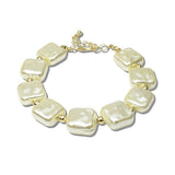 113886, SQUARE PEARLESCENT TILE AND METALLIC SPACER BRACELET