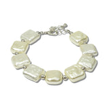 113886, SQUARE PEARLESCENT TILE AND METALLIC SPACER BRACELET