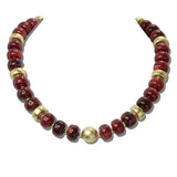 113888, MARBLED BEAD AND TEXTURED METALLIC STATION NECKLACE