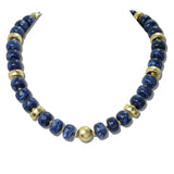 113888, MARBLED BEAD AND TEXTURED METALLIC STATION NECKLACE