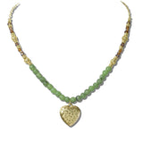113890, FILIGREE HEART PENDANT AND PATTERNED BEAD STATION NECKLACE