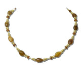 113891, OVAL STONE AND GRANULATED BEAD STATION NECKLACE
