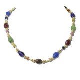 113891, OVAL STONE AND GRANULATED BEAD STATION NECKLACE