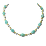 113891, OVAL STONE AND GRANULATED BEAD STATION NECKLACE