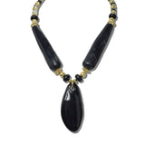 113892, MARBLED TEARDROP PENDANT AND TAPERED BEAD STATEMENT NECKLACE