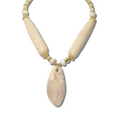 113892, MARBLED TEARDROP PENDANT AND TAPERED BEAD STATEMENT NECKLACE