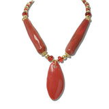 113892, MARBLED TEARDROP PENDANT AND TAPERED BEAD STATEMENT NECKLACE