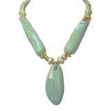 113892, MARBLED TEARDROP PENDANT AND TAPERED BEAD STATEMENT NECKLACE