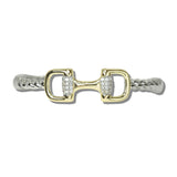 113898, 14K GOLD PLATED HERITAGE LINK PAVE CZ CABLE HINDGED BANGLE BRACELET