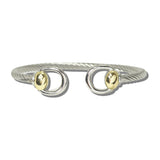 113900, 14K GOLD PLATED D RING CABLE OPEN CUFF BRACELET