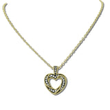 113901, 14K GOLD PLATED PAVE CZ OPENWORK HEART PENDANT NECKLACE