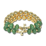 113903, CROSS STATION AND MARBLED RONDELLE BEAD STRETCH BRACELET SET