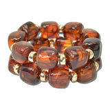 113904, CHUNKY BARREL BEAD AND METALLIC SPACER STRETCH BRACELET SET