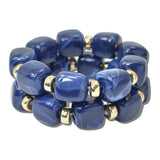 113904, CHUNKY BARREL BEAD AND METALLIC SPACER STRETCH BRACELET SET