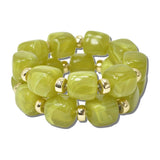 113904, CHUNKY BARREL BEAD AND METALLIC SPACER STRETCH BRACELET SET