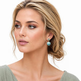 113909, FACETED CRYSTAL STUD AND PEARLESCENT SPHERE DROP EARRINGS