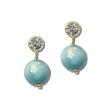 113909, FACETED CRYSTAL STUD AND PEARLESCENT SPHERE DROP EARRINGS