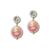 113909, FACETED CRYSTAL STUD AND PEARLESCENT SPHERE DROP EARRINGS
