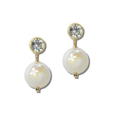 113909, FACETED CRYSTAL STUD AND PEARLESCENT SPHERE DROP EARRINGS