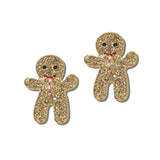 113912, PAVE CRYSTAL GINGERBREAD MAN CHRISTMAS HOLIDAY STUD EARRINGS