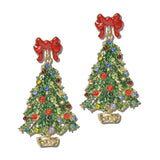 113913, BOW TOP AND ENAMELED CHRISTMAS TREE DROP EARRINGS
