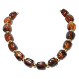 113920, CHUNKY BARREL BEAD AND METALLIC SPHERE STRAND NECKLACE
