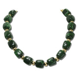 113920, CHUNKY BARREL BEAD AND METALLIC SPHERE STRAND NECKLACE