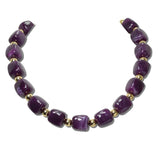 113920, CHUNKY BARREL BEAD AND METALLIC SPHERE STRAND NECKLACE