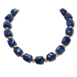 113920, CHUNKY BARREL BEAD AND METALLIC SPHERE STRAND NECKLACE