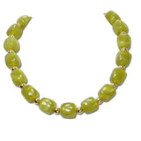 113920, CHUNKY BARREL BEAD AND METALLIC SPHERE STRAND NECKLACE