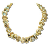 113921, NATURAL GEMSTONE AND HAMMERED METALLIC RONDELLE STRAND NECKLACE