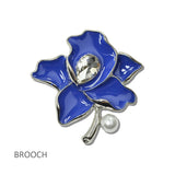 113929, ENAMEL FLOWER AND FACETED CRYSTAL PEARL SORORITY BROOCH PIN