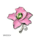 113929, ENAMEL FLOWER AND FACETED CRYSTAL PEARL SORORITY BROOCH PIN