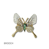 113932, TRANSLUCENT WING AND PAVE CRYSTAL BUTTERFLY BROOCH PIN