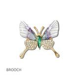 113932, TRANSLUCENT WING AND PAVE CRYSTAL BUTTERFLY BROOCH PIN