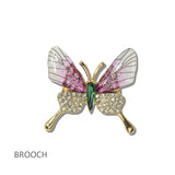 113932, TRANSLUCENT WING AND PAVE CRYSTAL BUTTERFLY BROOCH PIN