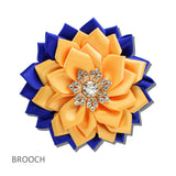 113973, SATIN RIBBON FLOWER & CRYSTAL STARBURST SORORITY BROOCH PIN