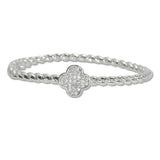 108094, 14K GOLD PLATED CLOVER PAVE CUBIC ZIRCONIA ACCENT DESIGNER INSPIRED BRACELET