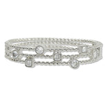 108397, 14K GOLD PLATED GEOMETRIC CUBIC ZIRCONIA ACCENT DESIGNER INSPIRED BANGLE BRACELET