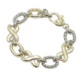 107997, 14K GOLD PLATED OVAL AND X ACCENT DESIGNER INSPIRED BRACELET