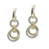 107984, 14K GOLD PLATED ROUND DROP DESIGNER INSPIRED DANGLE EARRING