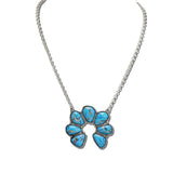 Western Crescent Arc Handcrafted Stone Necklace – Silver Burnished/Turquoise · AN4814-SBTQ_MO 11