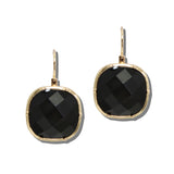 ER10327BK_TP 11 · Faceted Cushion Drop Earrings – Gold/Black